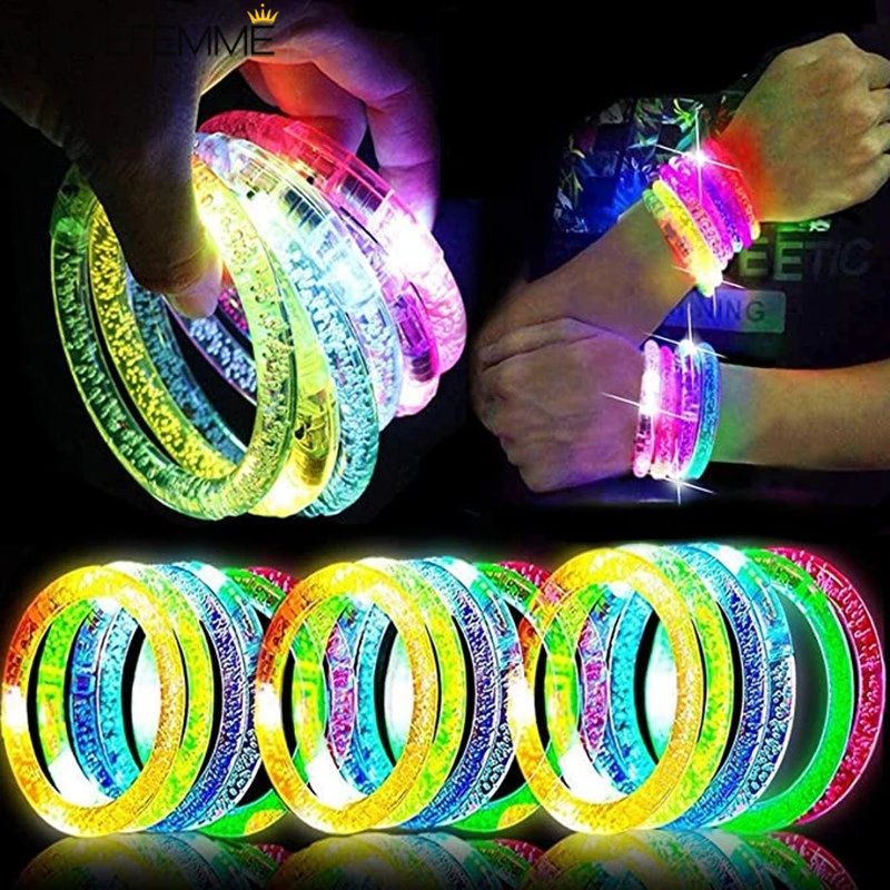 1pcs Removable Glow Sticks Bracelets Akrilik Pergelangan Tangan LED Bercahaya Gelang Single Warna Acak LED Kedip Gelang Perlengkapan Pesta Untuk Pesta Pernikahan