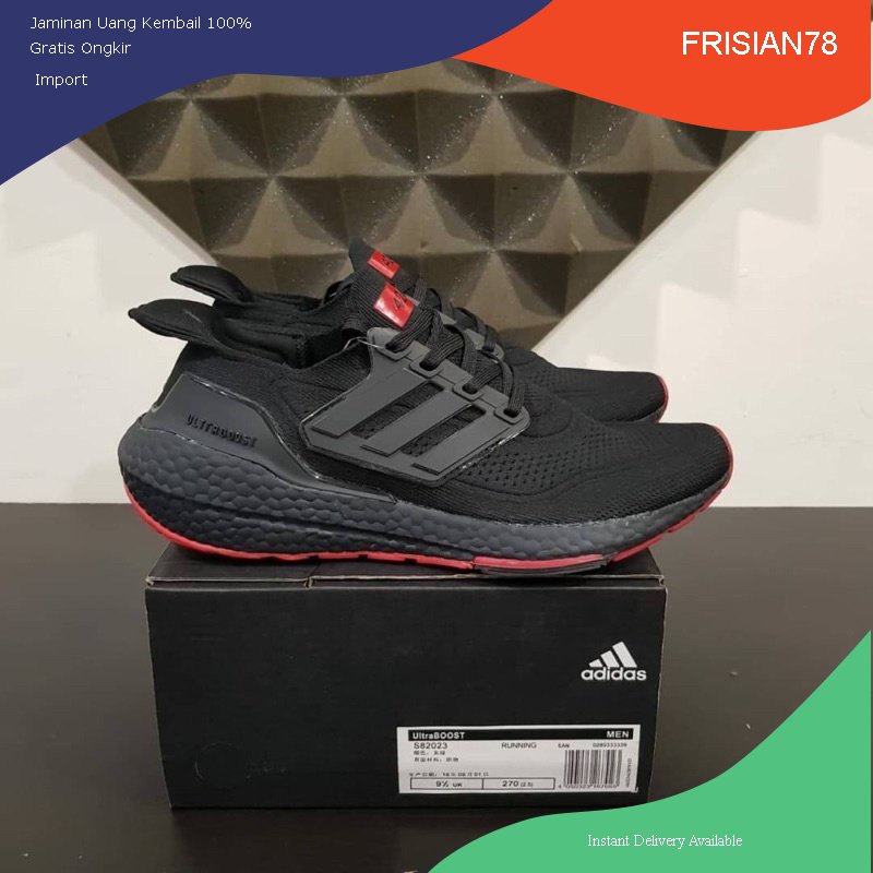 ADIDAS ULTRABOOST 21 BLACK RED TERBARU