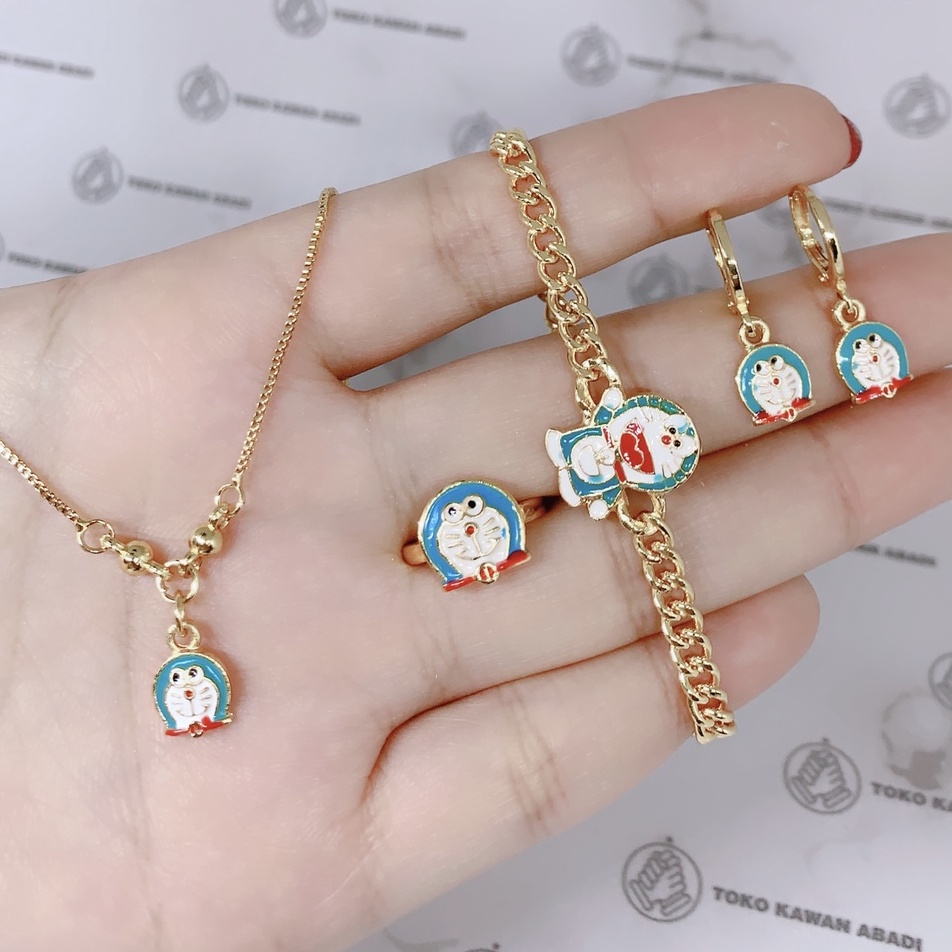 Xuping Set Anak Gold Motif Doraemon Perhiasan Anak Perempuan *05