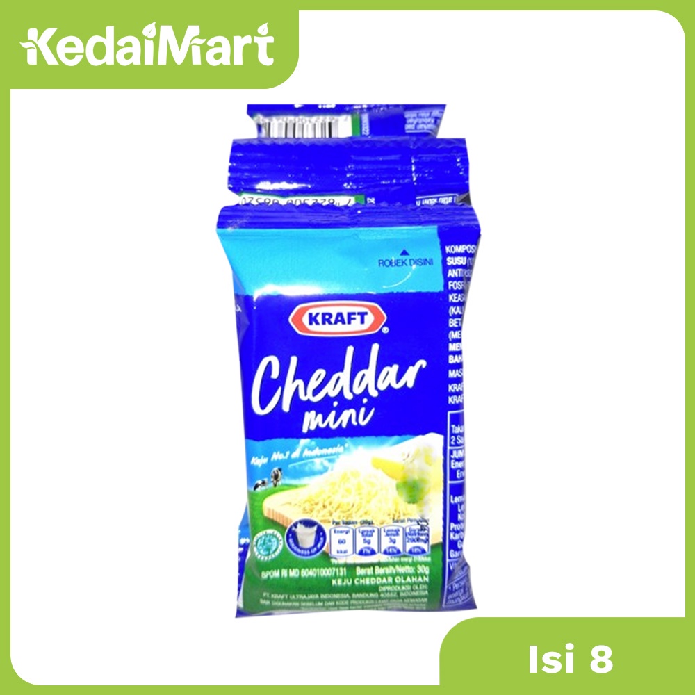 

Keju Kraft Cheddar Mini 8 x 30 Gram