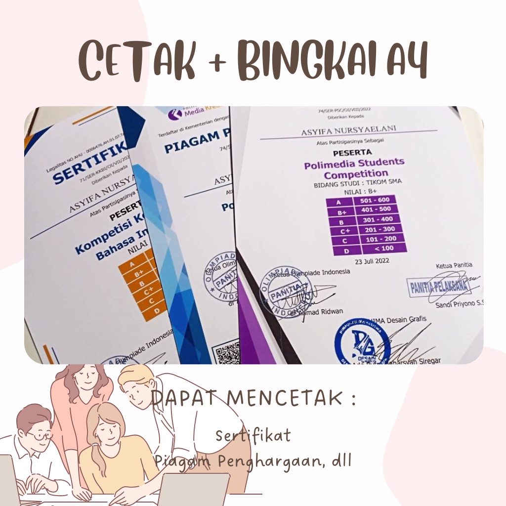 

CETAK SERTIFIKAT, PIAGAM PENGHARGAAN DAN BINGKAI A4