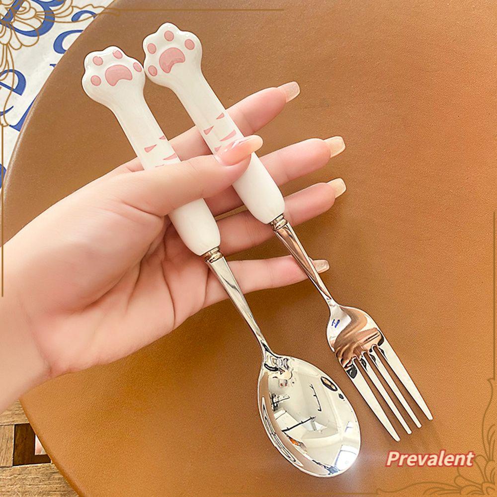 Preva Set Alat Makan Kaki Kucing Luar Ruangan Dengan Kotak Penyimpanan Stainless Steel Sumpit Garpu Sendok Camping Travel Set Peralatan Makan