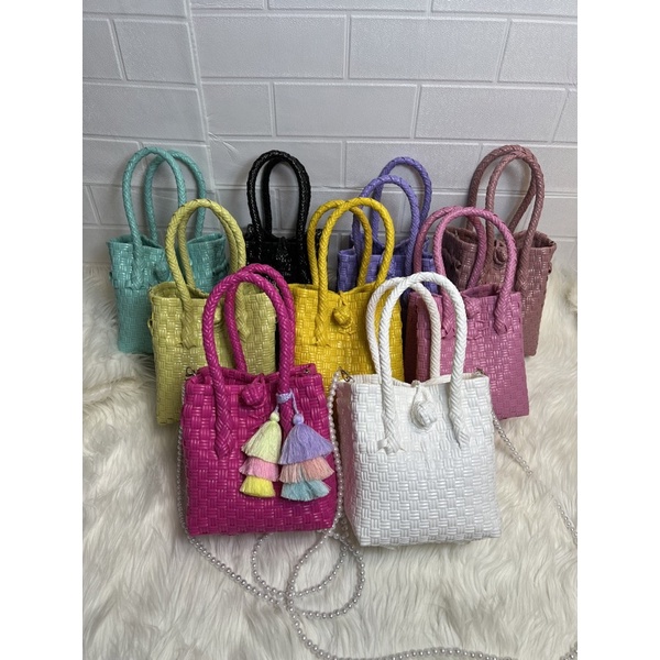 (TANPA ACCESORIES) Imut Bag Tas Jali Tas Jaly Tas Anyaman Plastik Premium Warna Pastel