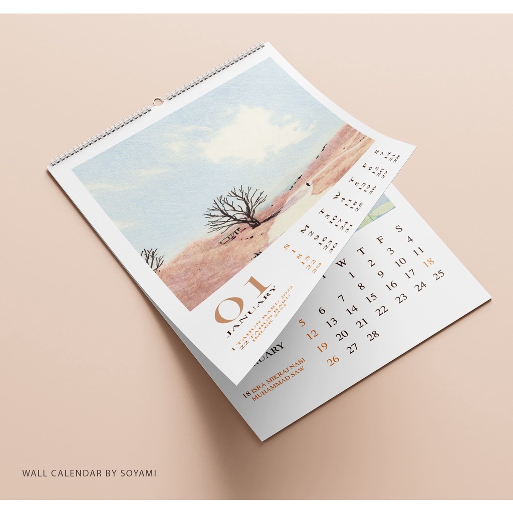 

Kalender Dinding A3 Watercolor 01 Scenery 2025 Aesthetic Premium Quality Spiral