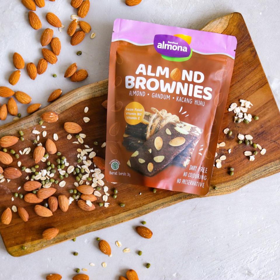 

[KODE WS8EU] BAREFOOD ALMONA ALMOND COOKIES BROWNIES 50GR | SNACK SEHAT CEMILAN DIET GANDUM KACANG HIJAU