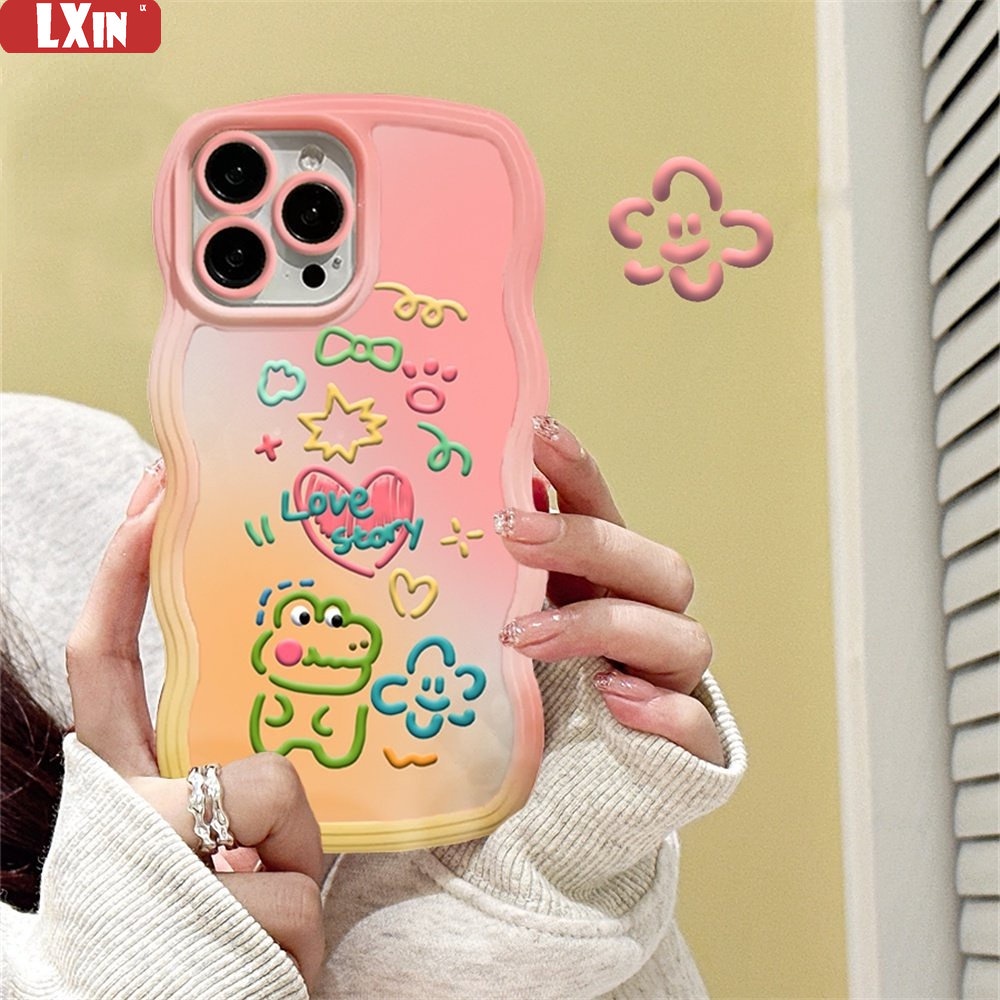 Realme C53 C55 10 C33 C30 C31 C35 C21Y C25Y Realme C11 C25 C17 C15 C12 C3 C2 Realme 7i 5 5i 6i 7 Pro Doodle Animals And Love Wave Edge TPU Phone Case Cover DQ