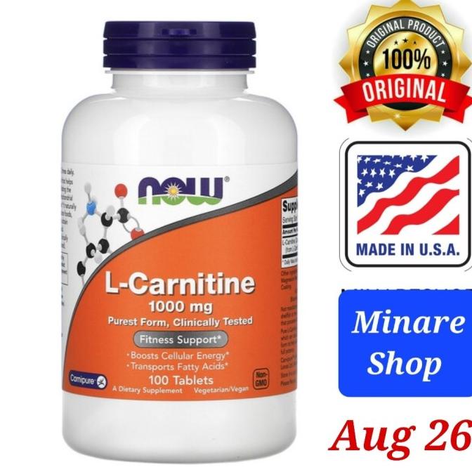 Now Foods USA L-Carnitine1000 mg, 100 Tablets Purest Form, Clinically