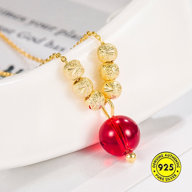 Kalung Emas Lovesickness Red Bean Agate 18K Perempuan U1117