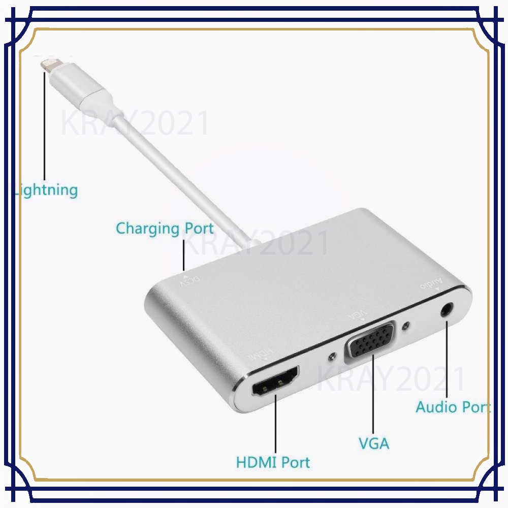 Adaptor Converter Lightning to HDMI VGA with Audio Port -CV747
