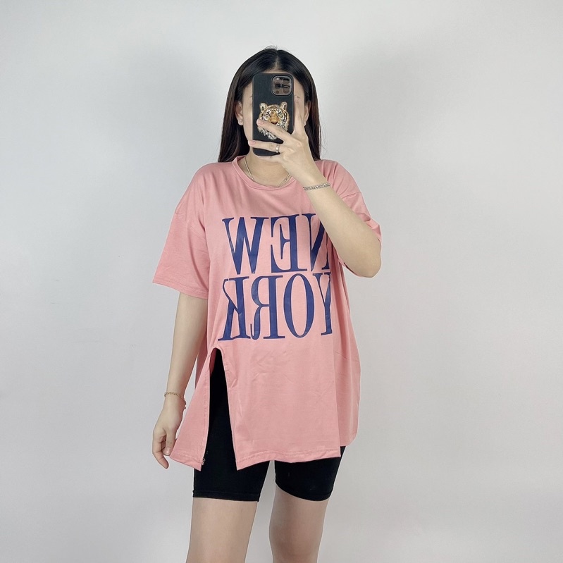 Kaos Oversize Slit NY/ Atasan Jumbo wanita