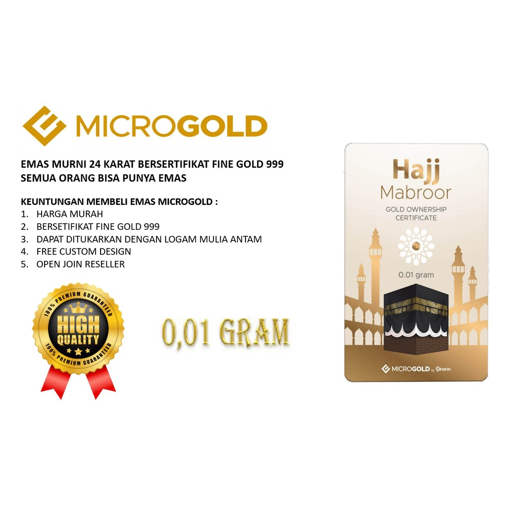 Microgold emas murni 0.01 gram 24 karat