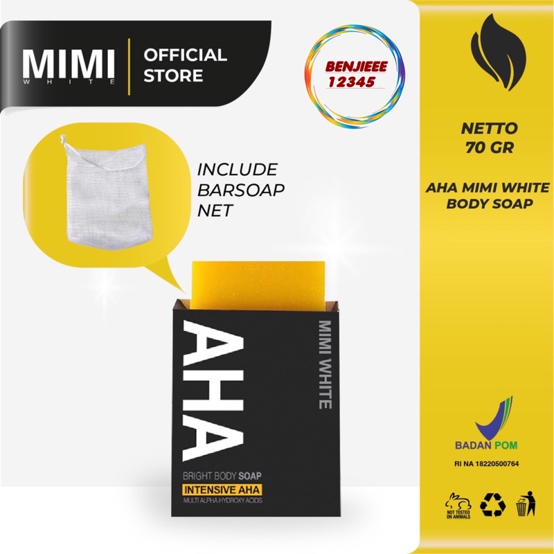 Mimi White Body Soap 70gr BPOM original barsoap sabun mandi AHA mencerahkan Memutihkan brightening whitening sabun batang AHA mimiwhite MIMI WHITE GR