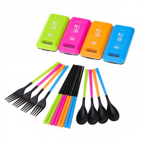 ONLYONE12 Set Sendok Garpu Sumpit Portable Serbaguna / Set Sendok Garpu Sumpit Travel / Sendok Lipat Traveling