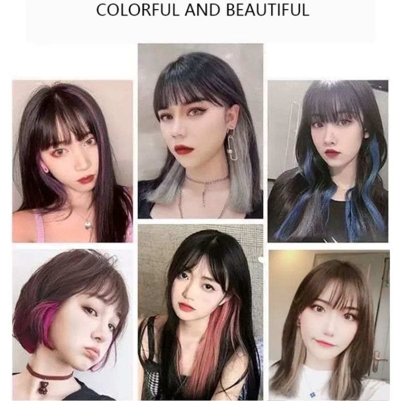 Rambut Palsu Extensions Model Panjang Lurus Warna Highlight Bahan Sintetis Ukuran 50cm Isi 789 Untuk Wanita