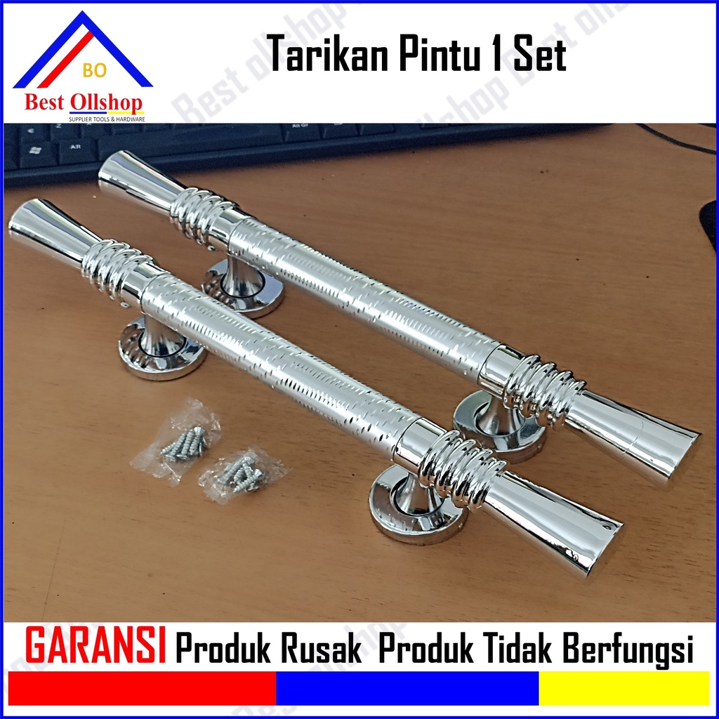 Handle Pintu Rumah 35 Cm Murah Minimalis Tarikan Pintu Pull Gagang Pintu Awet / Tarikan Pegangan Gagang Pintu Rumah Sisik Putih 1 Set Body Pelor