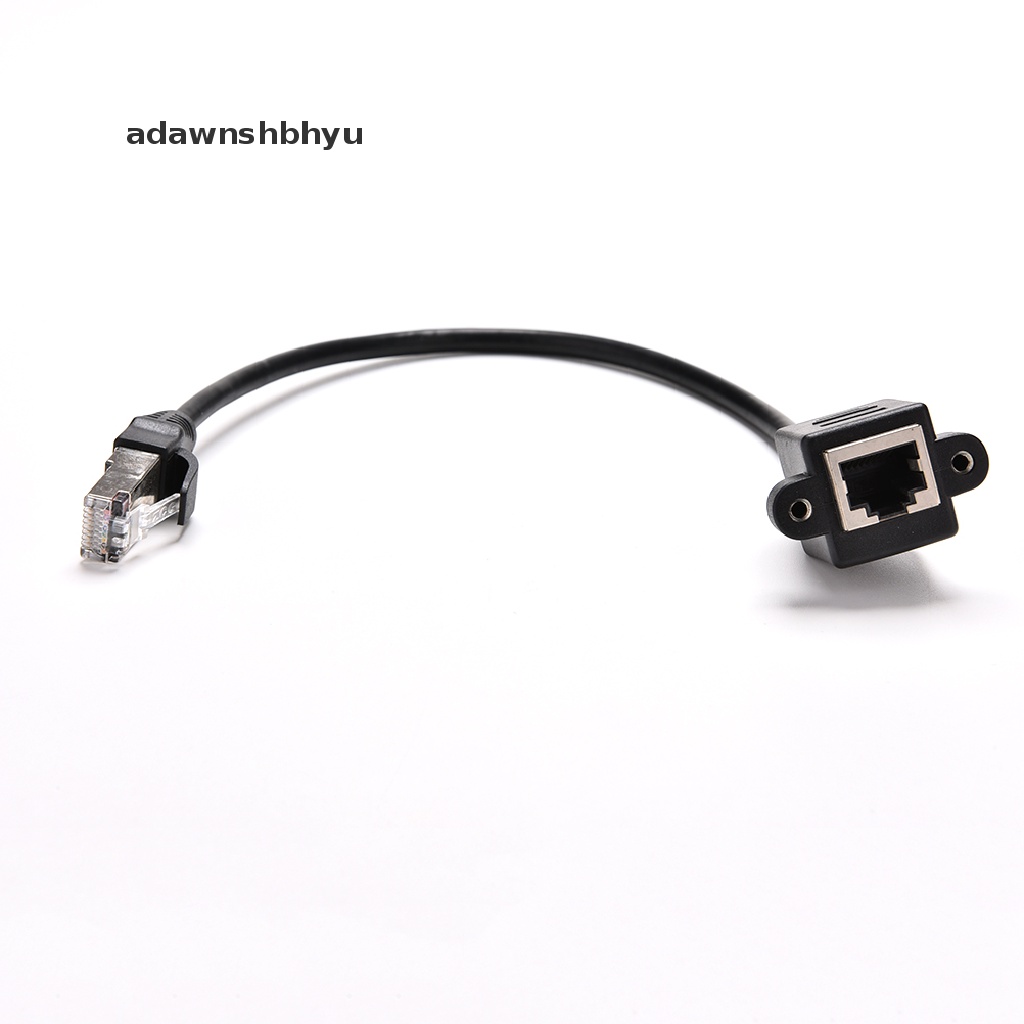 Adawnshbhyu 1FT RJ45 Male to Female Screw Panel Mount Kabel Ekstensi Jaringan LAN Eterna ID