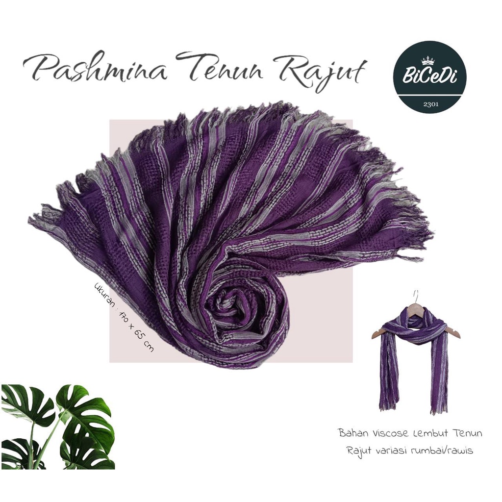 Pashmina Motif Tenun Rajut Rumbai 180cm x 60cm / Kerudung Syal / Scarf / Syal / Shawl / Selendang / Jilbab Panjang / Hijab Pashmina