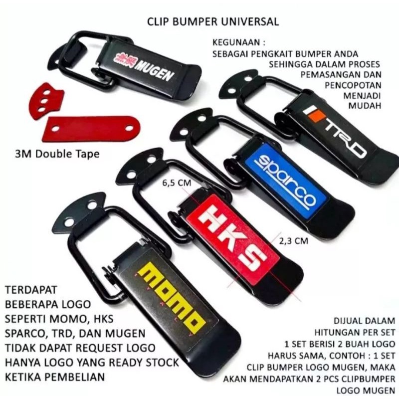 Klip Bumper Mobil Mugen Power Isi 2 Picis - Clip Bemper Universal Big Small