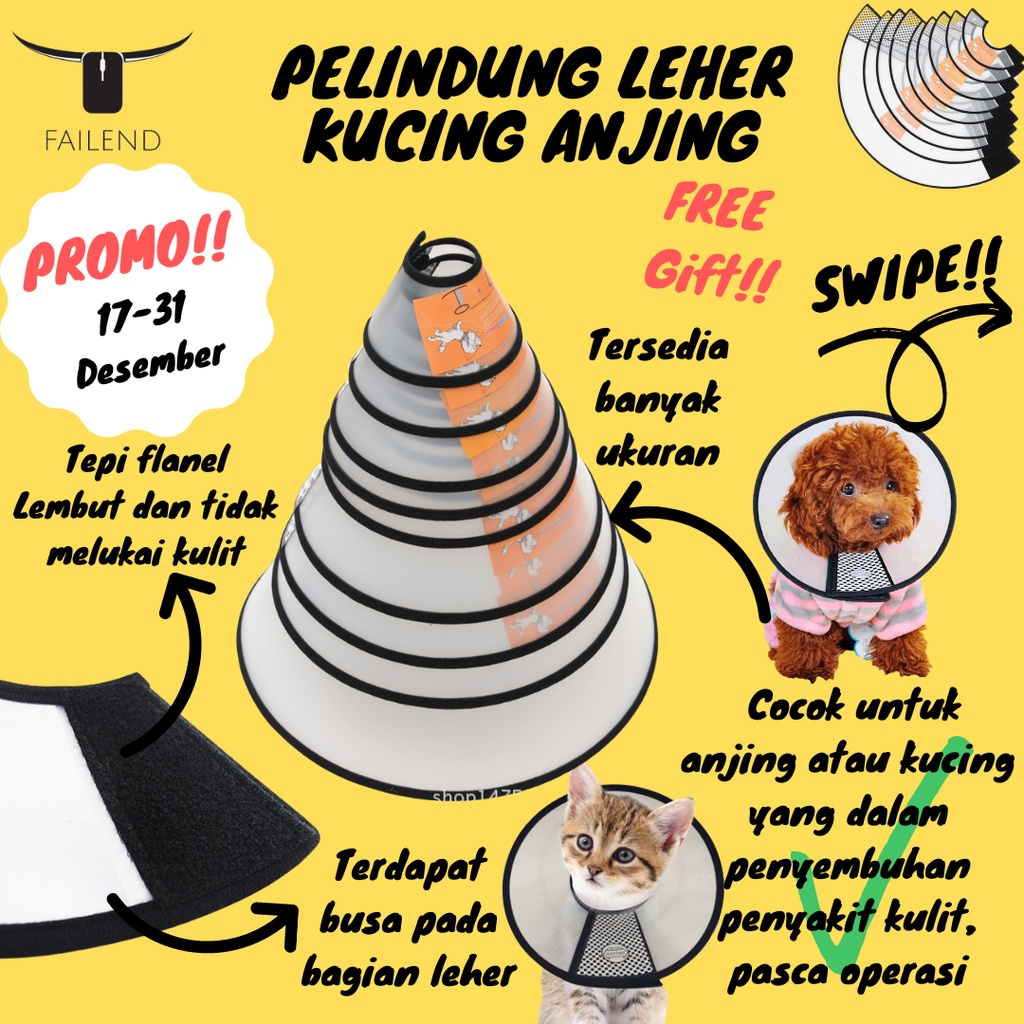 Pelindung leher anjing collar neck corong Kucing cone leher Hewan collarneck