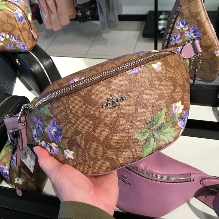 [Instant/Same Day]Coach 75702 Women's new flower waist bag chest bag shoulder bag  yaobao