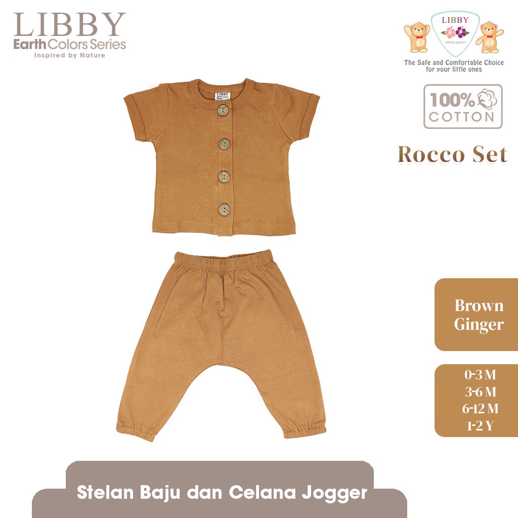 Setelan Baju Bayi Piyama Anak Libby Lengan Pendek Celana Panjang Newborn 0–2 Tahun Earth Rocco