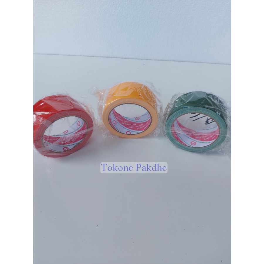 

Cloth Tape Daimaru Lakban Kain 2 inch Warna Merah Kuning Hijau 100yard