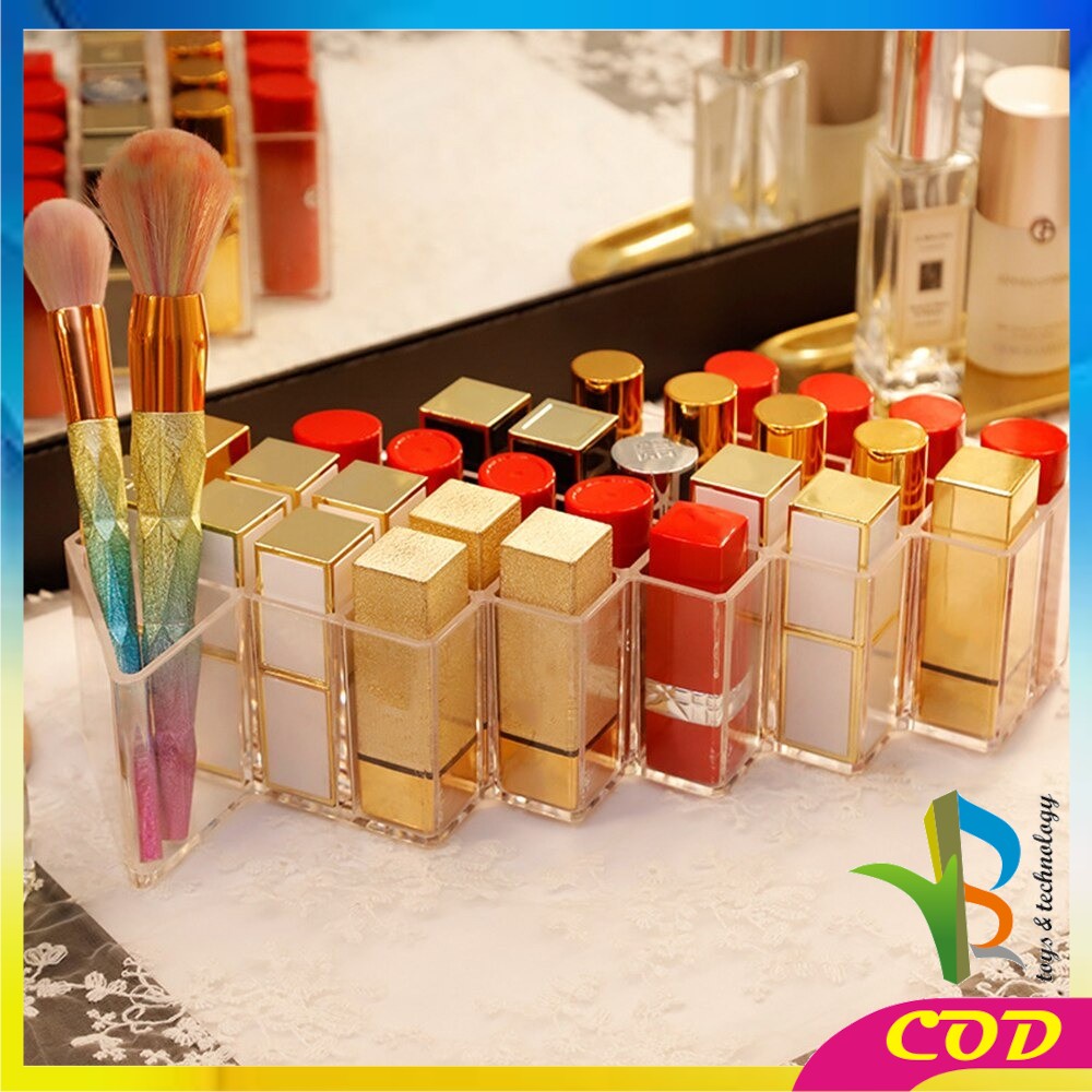 RB-K7 Kotak Lipstik Acrylic 28 Slot Rak Tempat Lipstik Alat Kosmetik Lipstick Organizer Rak Makeup