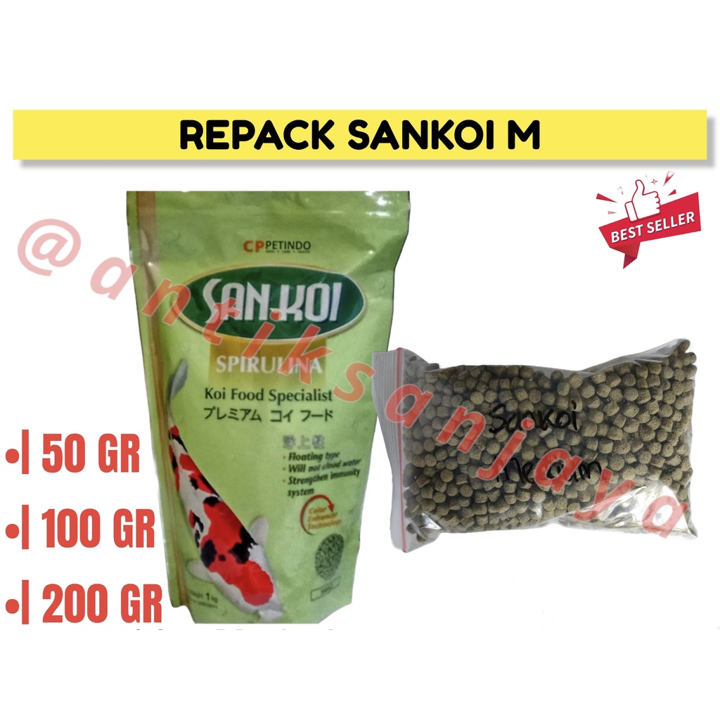 REPACK Makanan Pakan Ikan Fish Food SAN KOI SANKOI Spirulina M medium 1 kg Sankoi Spirulina Medium P
