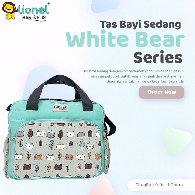 Tas Bayi Medium Baby Lionel SNI White Bear Series Tas Perlengkapan Bayi Baru Lahir Baby Diaper Bag