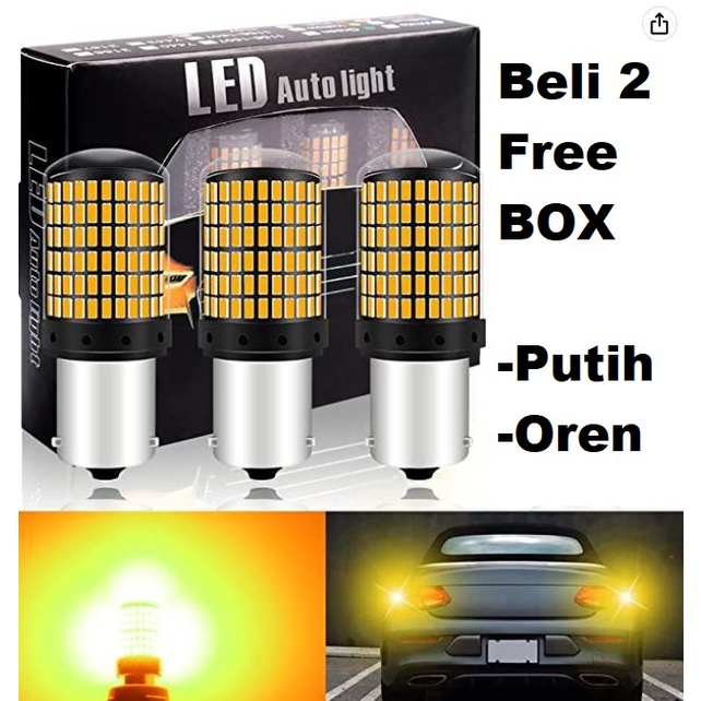 Neo Lampu LED Sein Mundur S25 Bayonet 1156 bohlam KUNING SUPER BRIGHT TERANG mobil 144 LED dajal