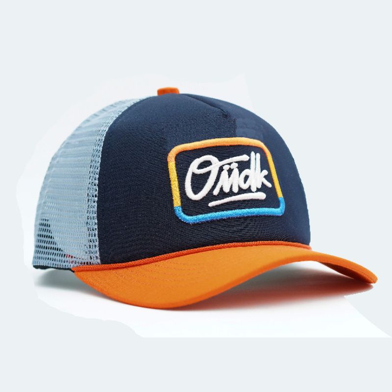 Omidoki Topi Trucker Hat Bordir Orange Navy Abu Muda