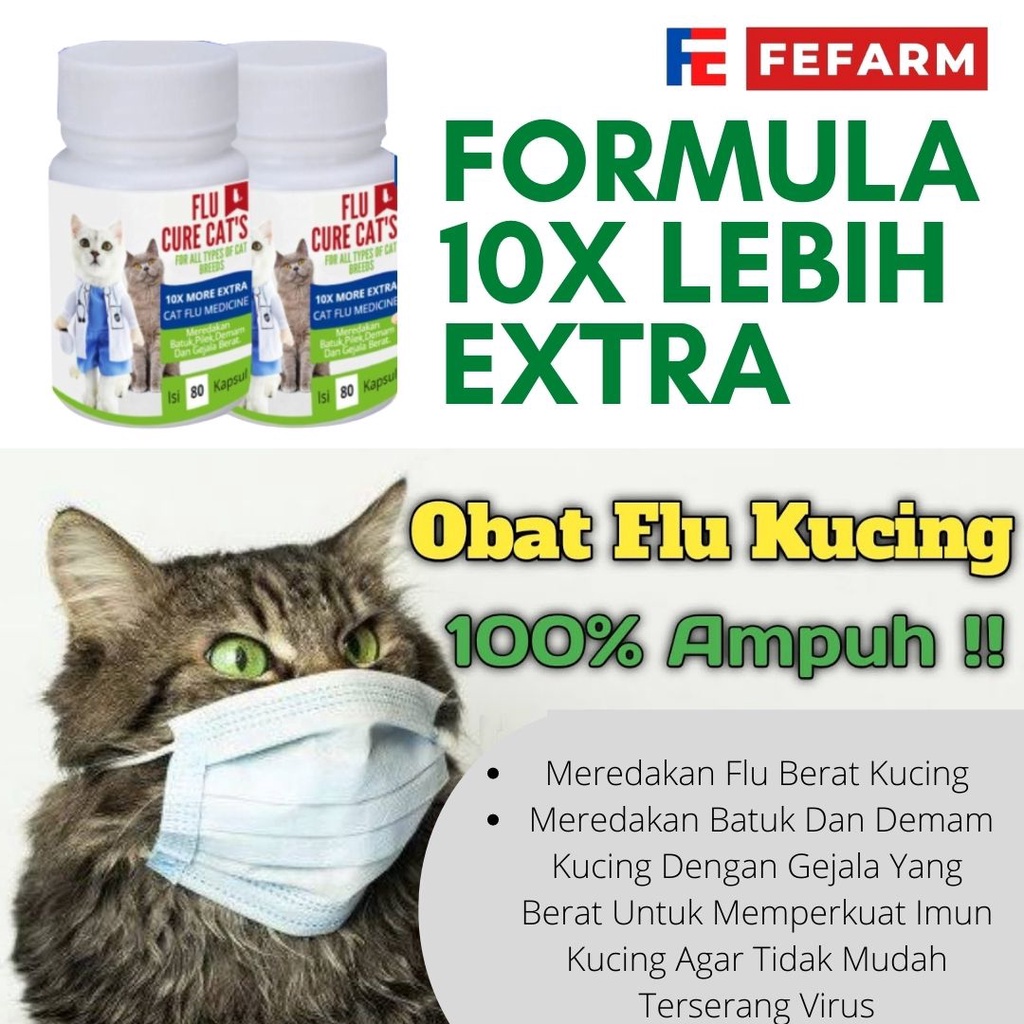 OBAT FLU / BATUK / PILEK KUCING | FORMULA 10X LEBIH EXTRA ECERAN FEFARM