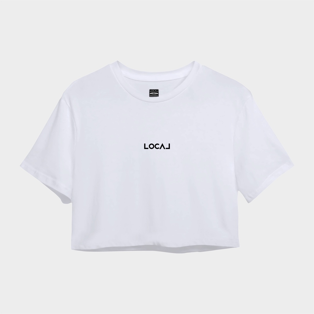 Local Crop Top Oversize Biowash 24s White - Kaos Polos Putih  Crop Top Oversize Lengan Pendek