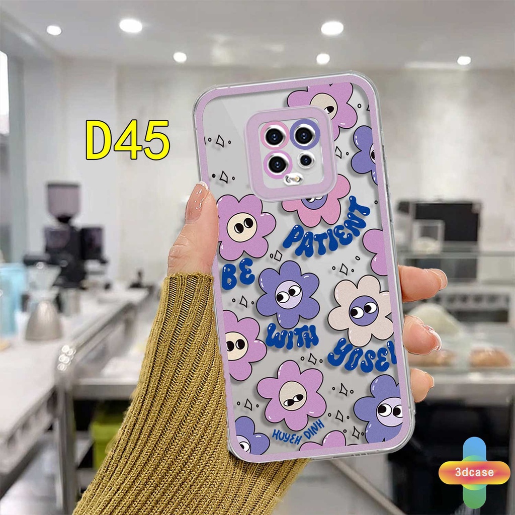 Xiaomi Redmi Note 9 8 10 10S 9 10 PRO MAX 11 9S POCO C3 C31 X3 NFC X3 PRO  9C NFC 9A 9i 9T 9AT 9ACTIV 9 PRO Power 10X POCO M2 PRO 10 Prime Ins Korea Kartun Lucu Smiley Flower Purple Wavy Edge Soft Back Cover