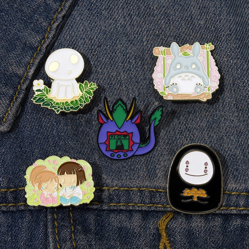 Klasik Anime Chihiro Haku Enamel Pin Totoro Lucu Ada Wajah Man Bros Lencana Kerah Pin Kartun Perhiasan Hadiah Untuk Anak-Anak Teman