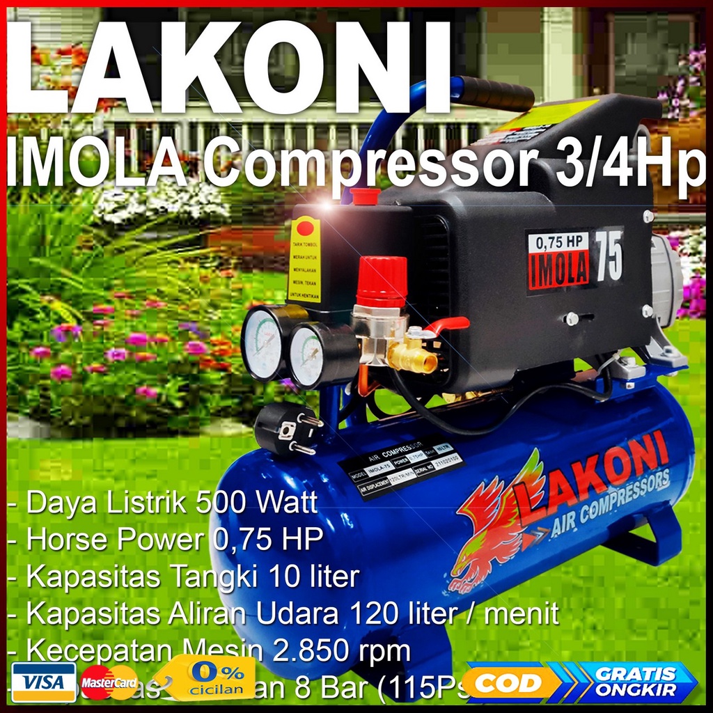Lakoni Imola 75 Kompressor Angin 10Lt Lakoni Air Compressor Kompressor Listrik Angin 10 LITER Murah 
