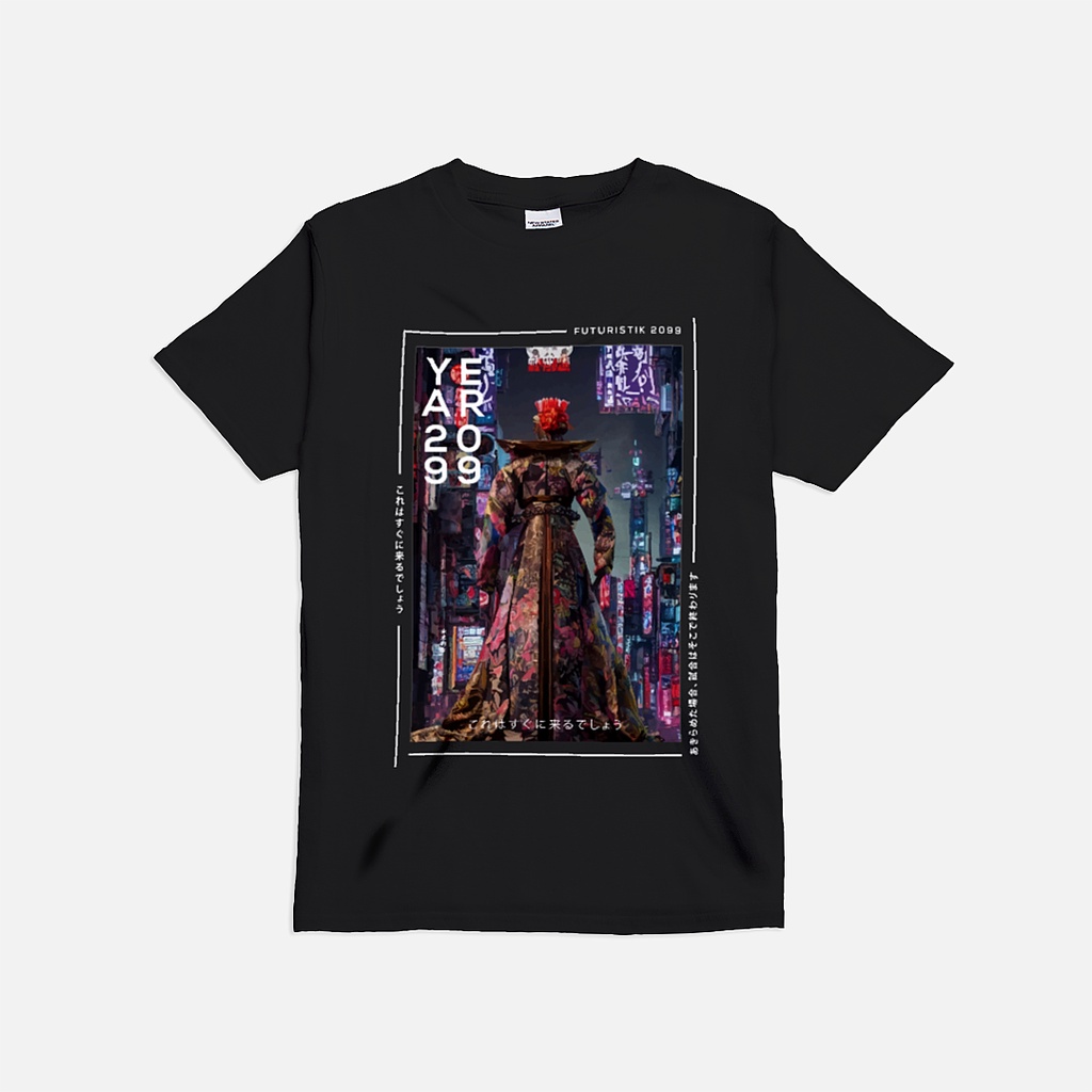 Heavyweight T-Shirt Kimono Girl Cyberpunk  Streetwear