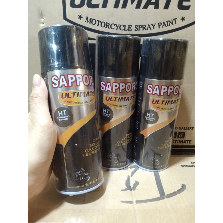 cat spray pilok pilox cat semprot sapporo ultimate saporo Hi temp HT kawasaki brown doff pilok knalpot pilok anti panas pilok mesin pilok suhu panas 400ml