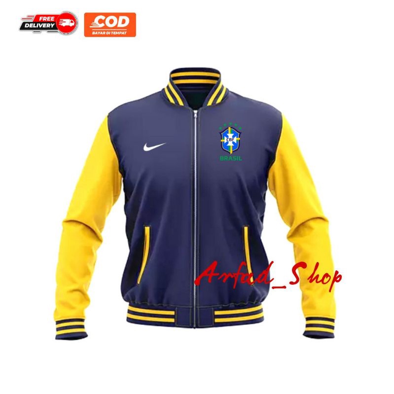 JAKAET HOODIE SWETAER VARSITY DISTRO BOLA BRAZIL BRASIL PIALA DUNIA 2022