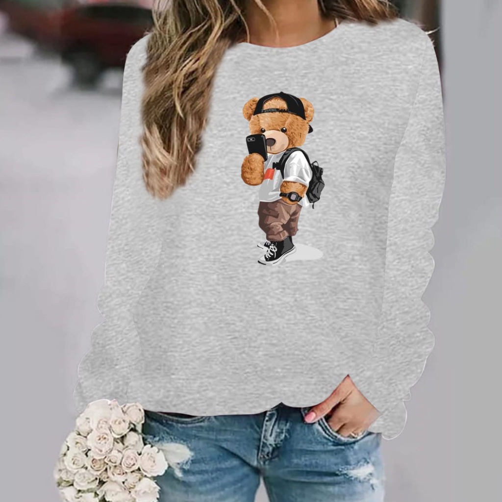 Baju lengan panjang pria dan Wanita Teddy Bear SELFIE / Kaos Distro keren dan kekinian / kaos terlaris / kaos fashion