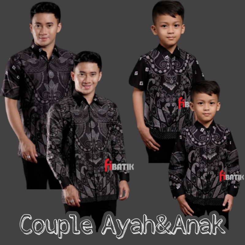 Couple Batik Ayah Dan Anak Laki-laki //Kemeja Batik Jumbo// Kemeja Batik Pria Dewasa Dan Anak Cowok Motif G kecil