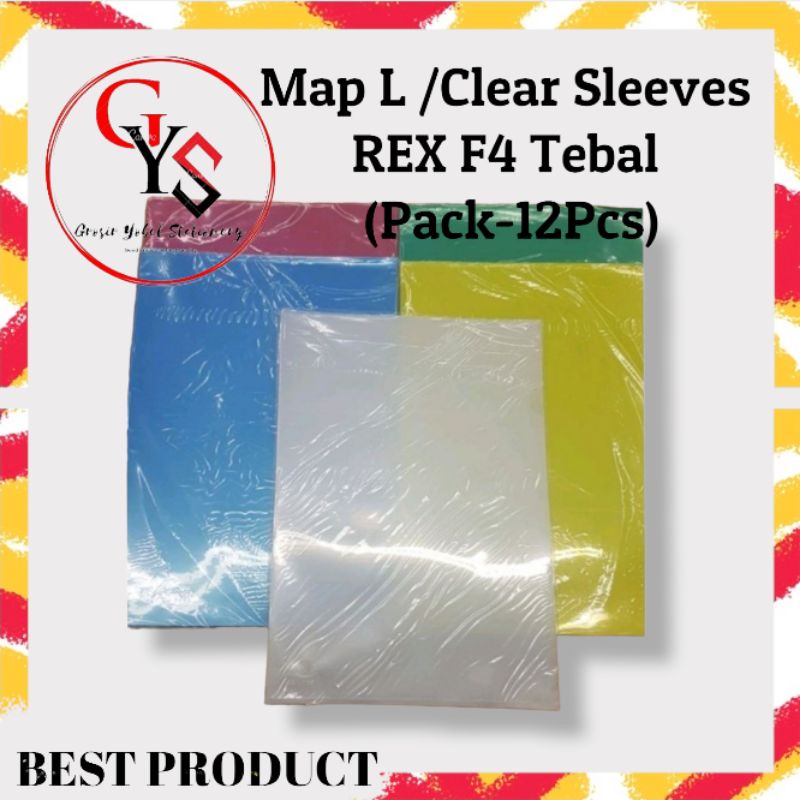 

12PCS Map L Rex Bening Warna Clear Sleeves Folio F4(Pack)