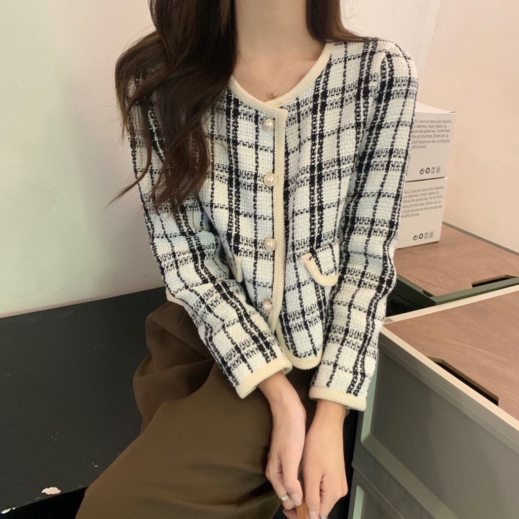 XIAOZHAINV Cardigan Rajut Wanita Korean Style rajut collection V-neck Lengan Panjang 0719/cardigan rajut broken white