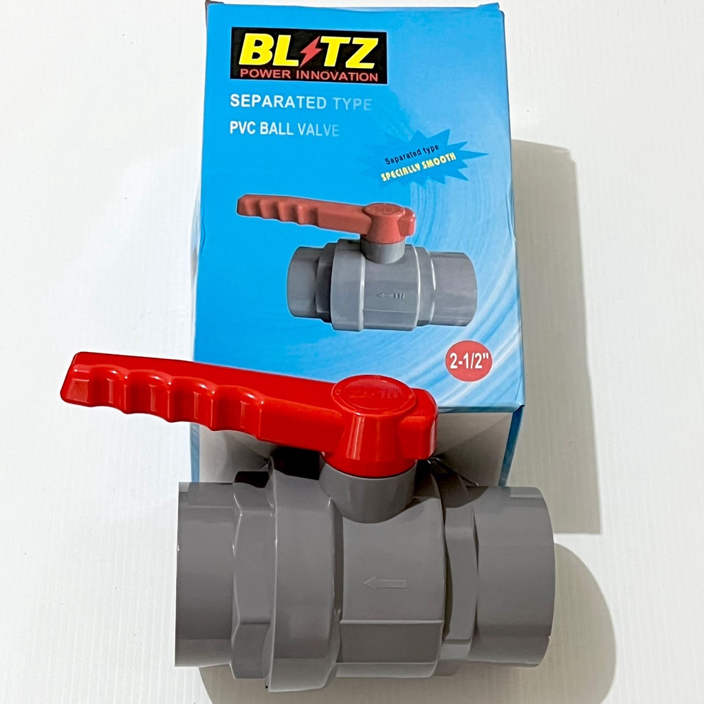 Stop Kran Keran Ball Valve PVC Plastik Tebal BLITZ 2 1/2 Inch