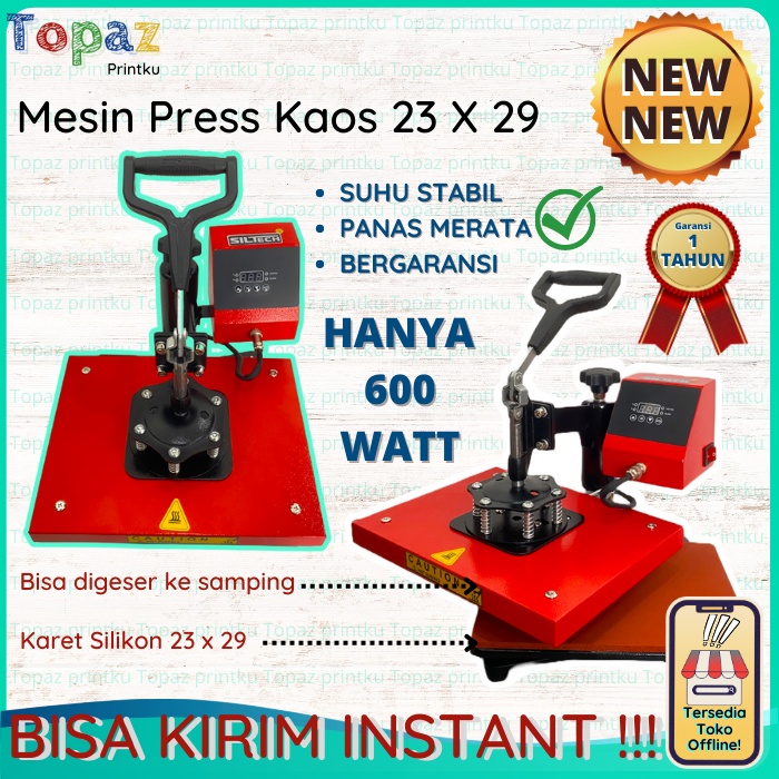 Mesin Press Sablon Kaos  Digital 23 X 29 Heat Press Machine ( DTG, DTF, Polyflex) | Hanya 600 Watt