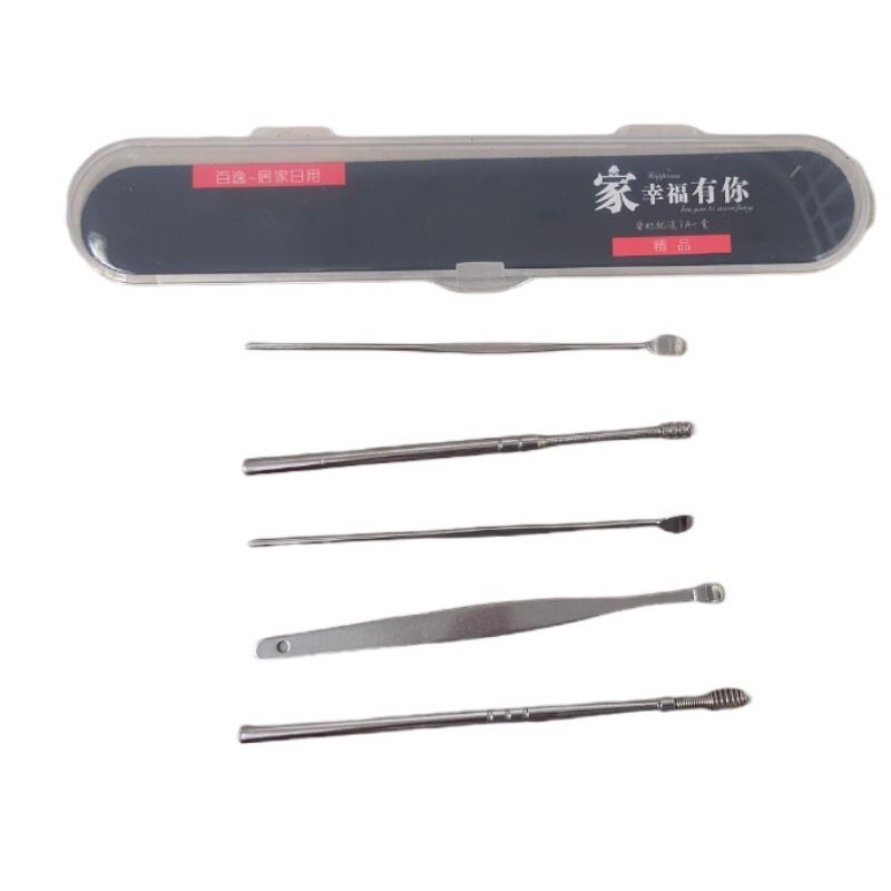 Pembersih Telinga Korek Kuping Stainless / Ear Wax Picker / Alat Pembersih Telinga Korek Kuping Stainless Steel / Korek Kuping isi 5 Pcs