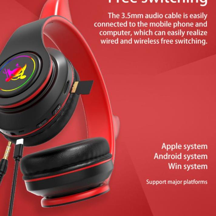 Rekomendasi BRY11 // SY39 Headphone Gaming Telinga Kucing Kucing Setan Kecil Hitam Baru dengan Mikro