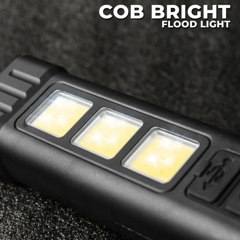 Senter Terang Flashlight 3 Mode Cahaya Samping Lampu Emergency Waterproof MO418