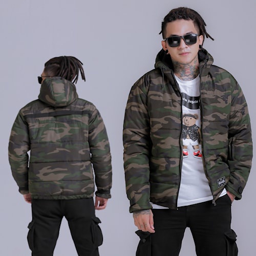 JAKET PRIA - JAKET PUFFER LORENG -JAKET HOODIE BGSR ORI