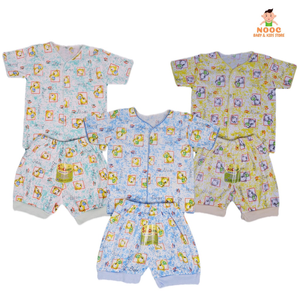 3 STEL Baju Bayi baru lahir / Baju New Born Motif / Baju bayi setelan 0-3 bulan SAHQUEEN SNI KATUN